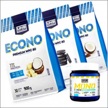 Uns Supplements Econo Premium Wpc80 ( 3 x 900g )  + Uns Supplements Mono ( Creatine Monohydrate ) 300g