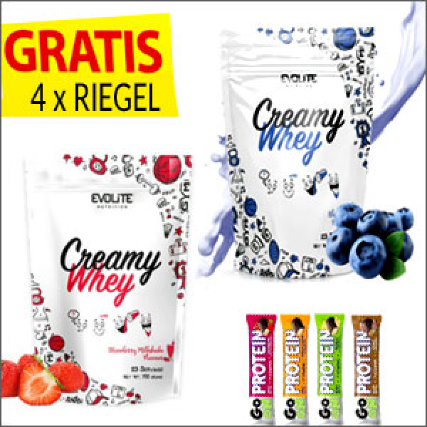 Evolite Nutrition Creamy Whey 2 x 700g  + Gratis Go On Nutrition Protein Riegel  ( 4 x 50g )